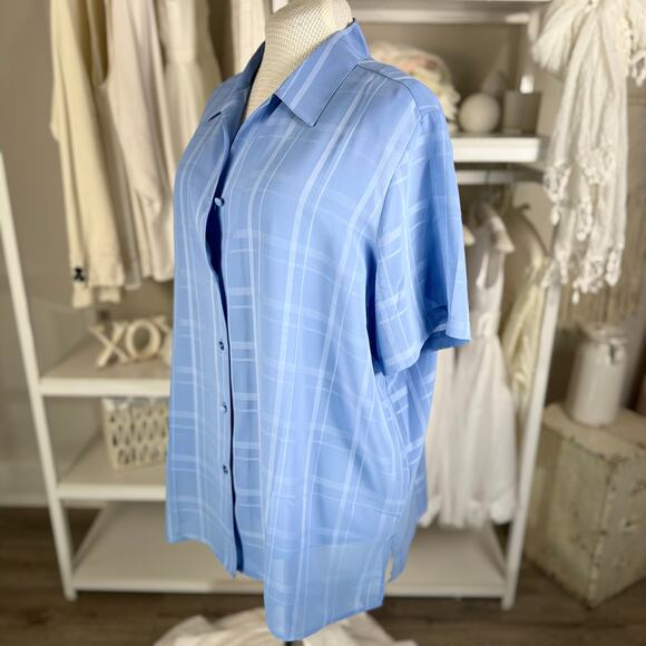 Liz Baker Women's Size 24W Blue Short Sleeve Button Up Blouse & Shell Set #3539 - Picture 2 of 8